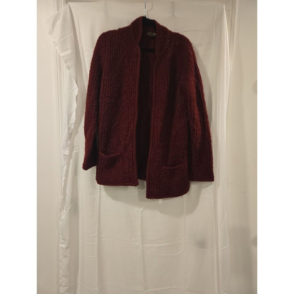Vintage Epitome Burgundy Chenille Open Front Cardigan Sweater